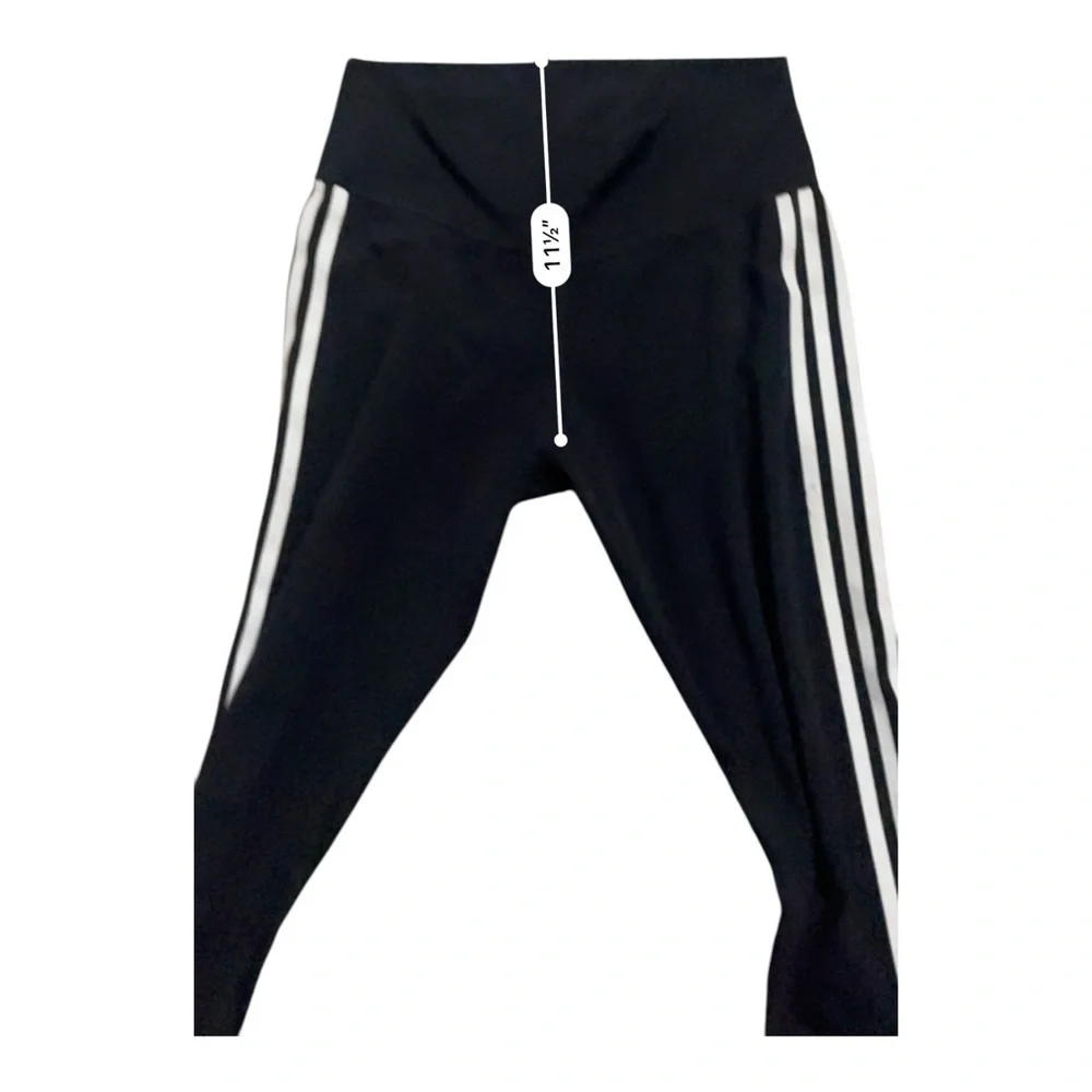 Adidas activewear yoga sports leggings black striped pocket wide waist Women M